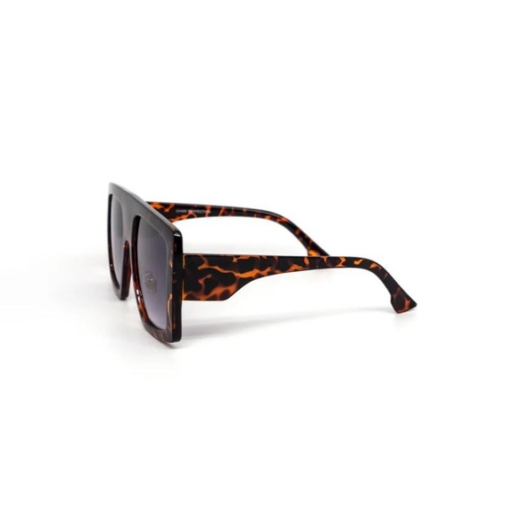Oversized Square Sunglasses Flat Top Tortoise Fashion Shades Street Wear Rapper - Picture 3 of 4